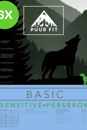 6x Puur Fit Basic Volwassen Persbrok Lam 17,5 kilo Snelle Levering